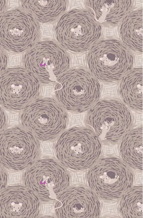 Lewis & Irene Quiltshop Hochwertiges, gewebtes Autumn Field Mouse Nest aus Baumwolle in Grau und Salbei