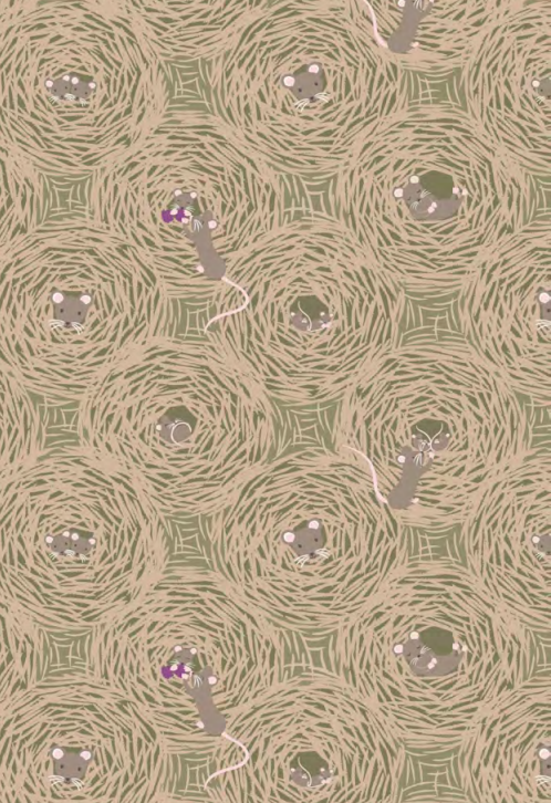 Lewis & Irene Quiltshop Hochwertiges, gewebtes Autumn Field Mouse Nest aus Baumwolle in Grau und Salbei