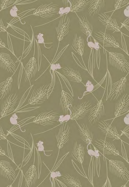 Lewis & Irene Quiltshop Hochwertige Baumwolle, gewebt, Autumn Field Barley Mouse, Grau, Creme, Salbei
