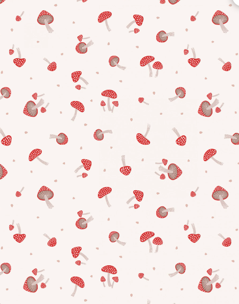 Lewis & Irene Quiltshop Quality Cotton Woven Evergreen Mushrooms creme mauve ocre mustard