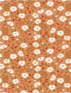 Lewis & Irene Quiltshop Quality Cotton Floral ocre, mauve, sage leaves, light blue, black multi