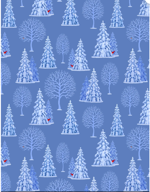 Lewis & Irene Quiltshop Hochwertige Baumwolle Tomten Village Winterbäume mit spähenden Zwergen dunkelblau, hellblau, weiß