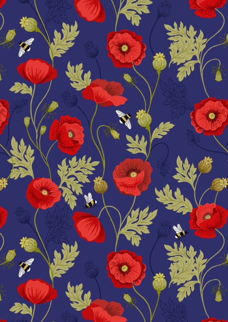 2021 Poppies and Bees Collection Lewis & Irene Quiltshop Quality Cotton
