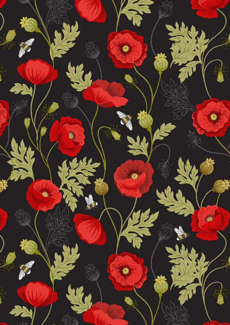 2021 Poppies and Bees Collection Lewis & Irene Quiltshop Quality Cotton