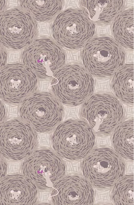 Lewis & Irene Quiltshop Quality Cotton Woven Autumn Field Mouse Nest grey and sage