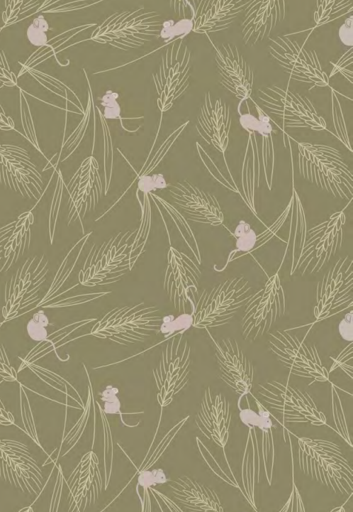 Lewis & Irene Quiltshop Quality Cotton Woven Autumn Field Barley Mouse grey, creme, sage