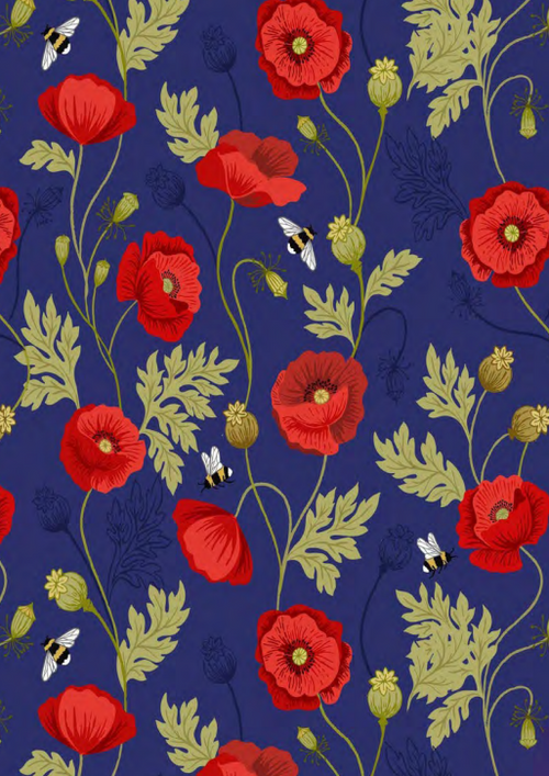2021 Poppies and Bees Collection Lewis & Irene Quiltshop Quality Cotton